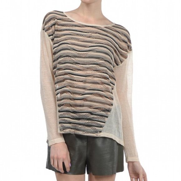 NWT RYU Wavy Stripe Scoop Back Sweater - Picture 1 of 5